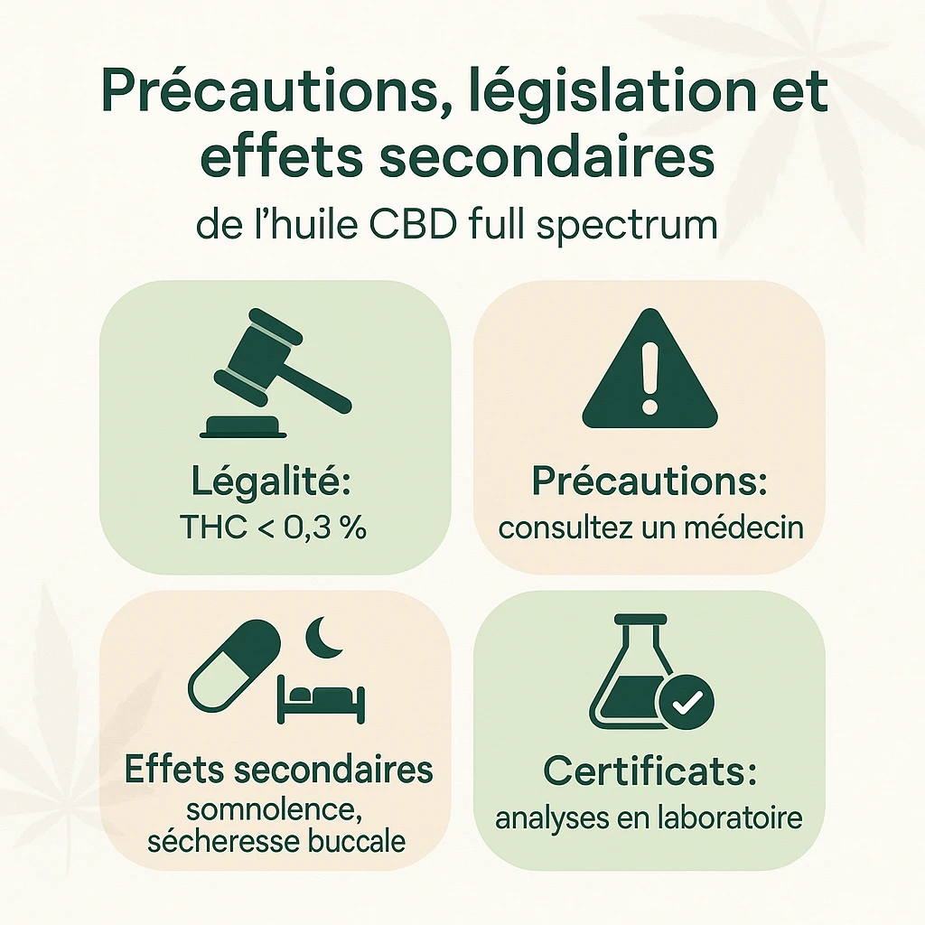 Infographie : Précautions, législation et effets secondaires de l’huile CBD full spectrum